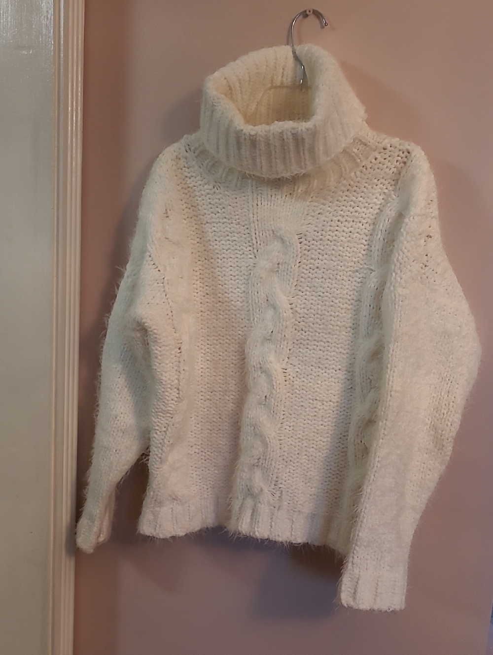 Chelsea & Theodore Chunky Cable Turtleneck Sweater - Cream